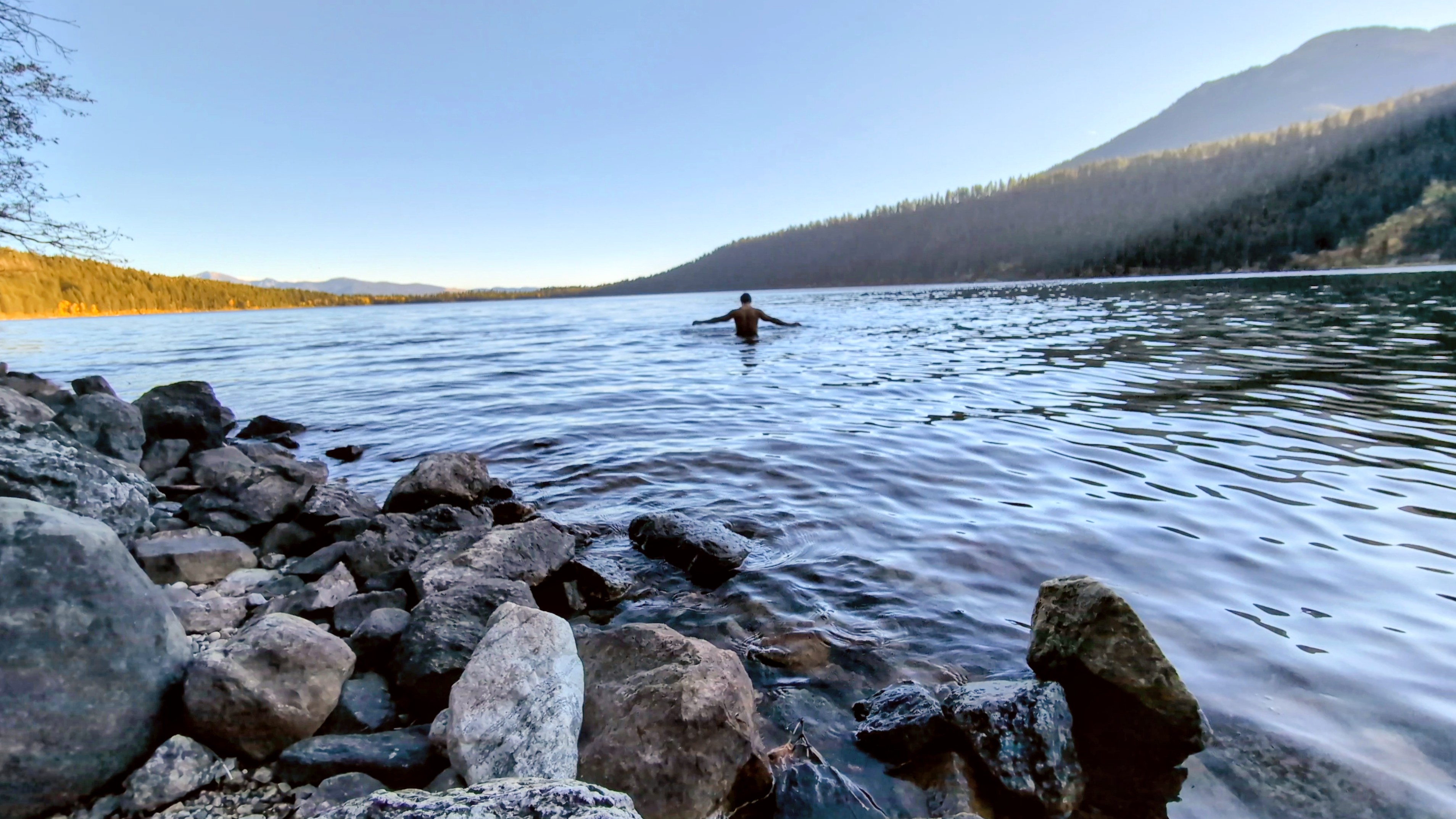 Pristine alpine lake, no trace of camp