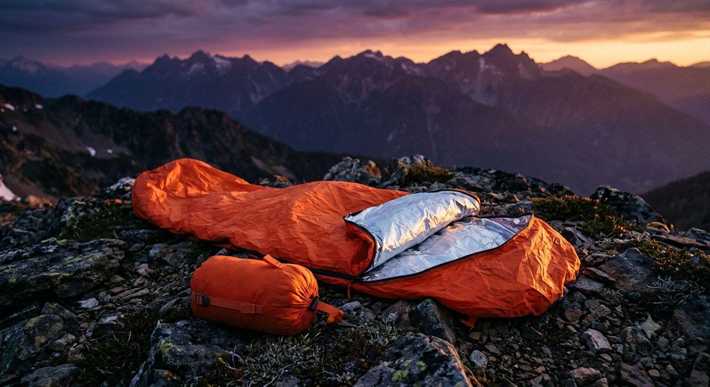 Emergency bivy and space blanket